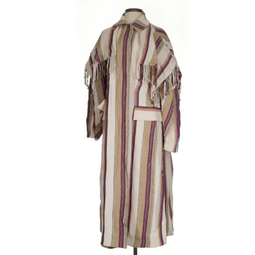 Ulla Johnson Isotta Robe Jacket Linen Striped Coat Beige Positano Small EUC - Picture 3 of 13